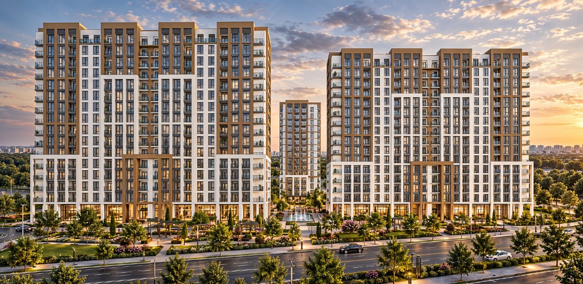 Laguna Park yaşıllıq və fasad görüntüsü